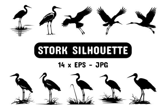 Download Stork Silhouette Set Collection Bundle - Set collection bundle Collection