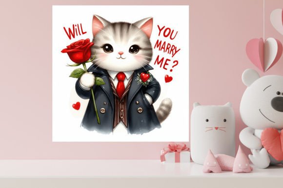 Download Valentines Cute Cat Illustration - Cat illustration Collection