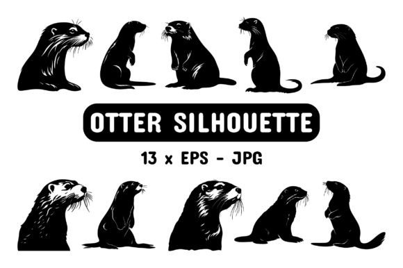 Download Otter Silhouette Set Collection Bundle - Premium Resources