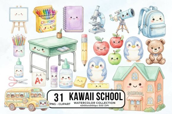 Download Back to School Cute Kawaii Clipart PNG - Back to school Collection