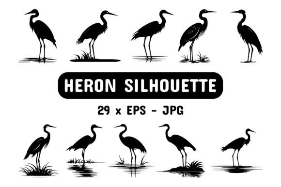 Download Heron Silhouette Set Collection Bundle - Premium Bundle